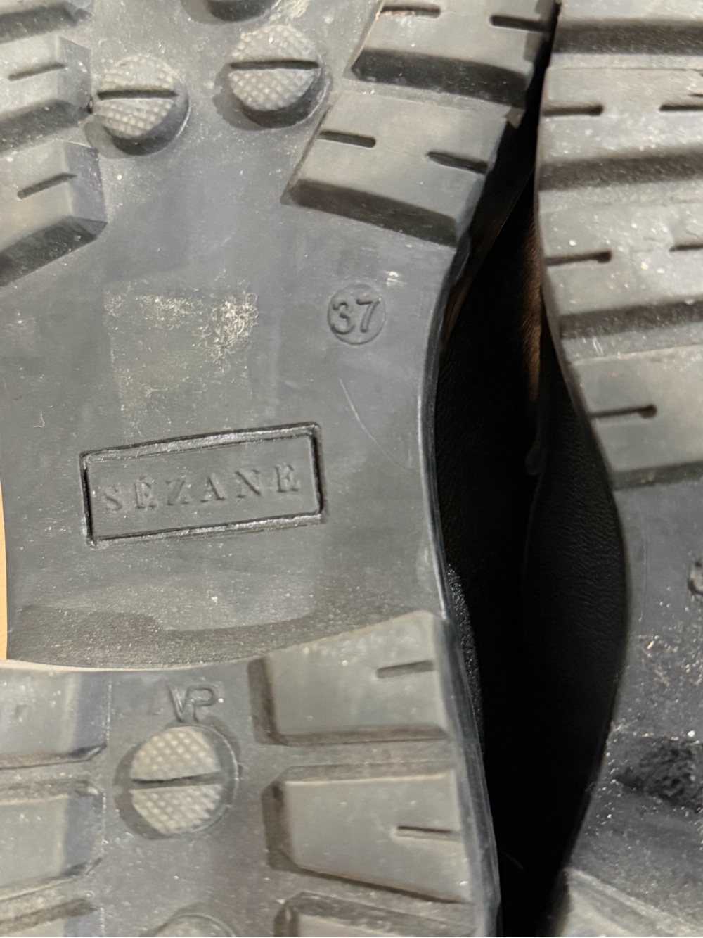 Sézane Albane Black Smooth Leather Lug Sole Platform Penny Loafers Sz 37 School - Picture 7 of 8